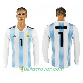 Billige Fotballdrakter Argentina Romero 1 VM 2018 Hjemmedraktsett Langermet